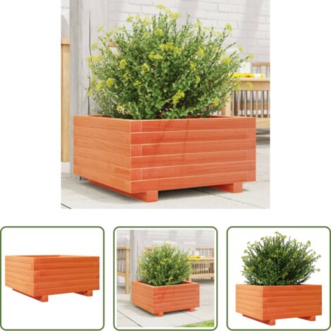 Fioriera in legno -  Fioriera Giardino Marrone Cera 50x50x26,5cm Legno Massello Pino