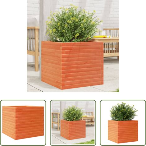 Fioriera in legno -  Fioriera Giardino Marrone Cera 50x50x45,5cm Legno Massello Pino