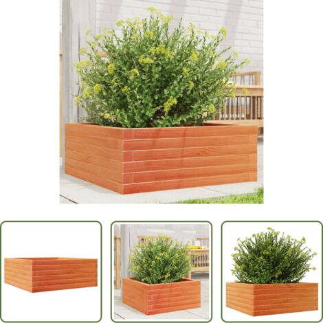 Fioriera in legno -  Fioriera Giardino Marrone Cera 60x60x23 cm Legno Massello Pino