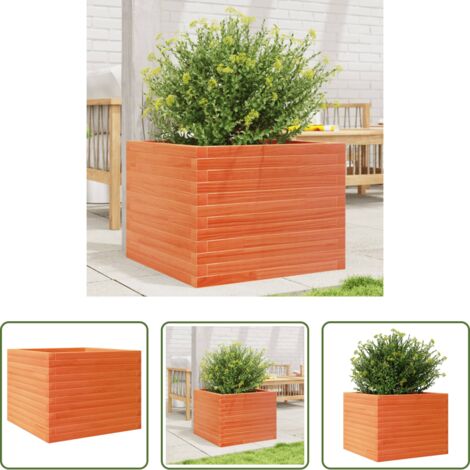 Fioriera in legno -  Fioriera Giardino Marrone Cera 60x60x45,5cm Legno Massello Pino