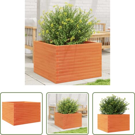 Fioriera in legno -  Fioriera Giardino Marrone Cera 70x70x46 cm Legno Massello Pino