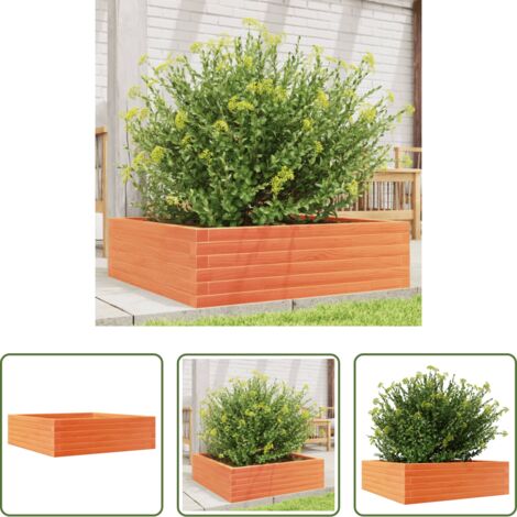 Fioriera in legno -  Fioriera Giardino Marrone Cera 80x80x23 cm Legno Massello Pino