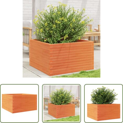 Fioriera in legno -  Fioriera Giardino Marrone Cera 80x80x46 cm Legno Massello Pino