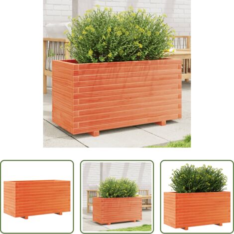 Fioriera in legno -  Fioriera Giardino Marrone Cera 90x40x49,5cm Legno Massello Pino