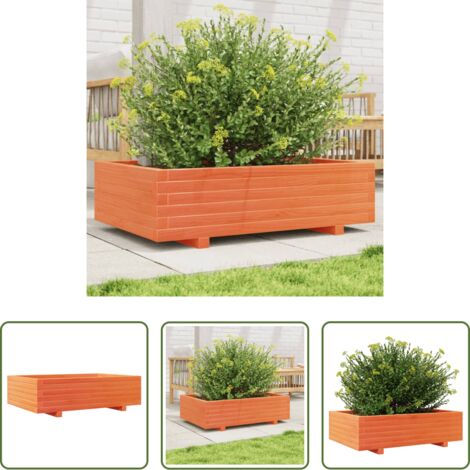 Fioriera in legno -  Fioriera Giardino Marrone Cera 90x60x26,5cm Legno Massello Pino