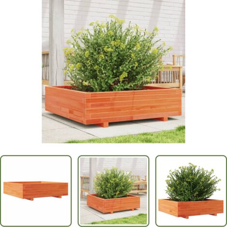 Fioriera in legno -  Fioriera Giardino Marrone Cera 90x90x26,5cm Legno Massello Pino