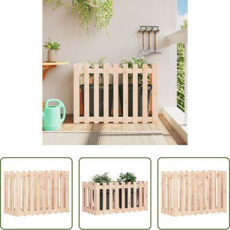 Fioriera in legno -  Fioriera Rialzata da Giardino a Recinzione 100x50x50 cm in Pino