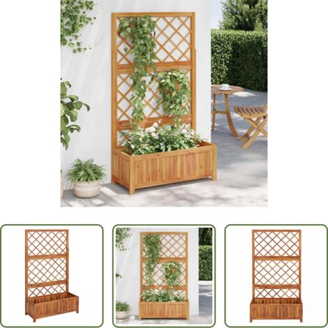 Fioriera in legno -  Letto Rialzato con Graticcio 85x38x150 cm in Massello di Acacia
