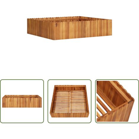 Fioriera in legno -  Letto Rialzato da Giardino 100x100x25 cm in Massello di Acacia