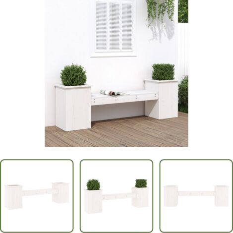 Fioriera in legno -  Panchina Fioriera Bianca 184,5x39,5x56,5 cm Legno Massello Pino