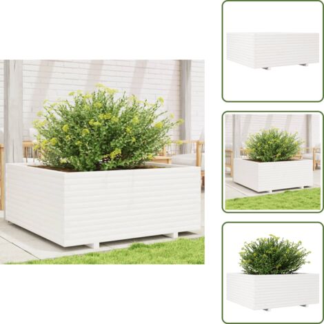 Fioriera in legno - vidaXL Fioriera da Giardino Bianca 110x110x49,5 cm Legno Massello Pino - Fioriera in pino