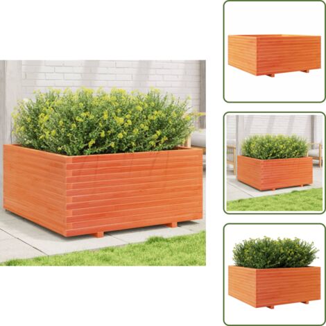 Fioriera in legno - vidaXL Fioriera Giardino Marrone Cera 100x100x49,5 Legno Massello Pino - Fioriera in pino