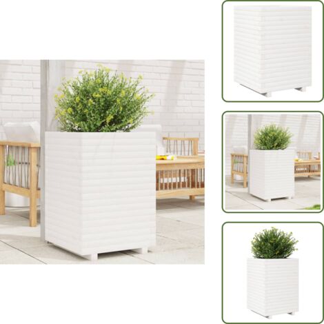 Fioriera in pino - vidaXL Fioriera da Giardino Bianca 50x50x72 cm Legno Massello di Pino - Fioriera decorativa