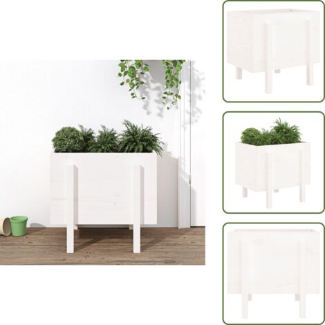 Fioriera in pino - vidaXL Fioriera da Giardino Bianca 62x50x57 cm Legno Massello di Pino -