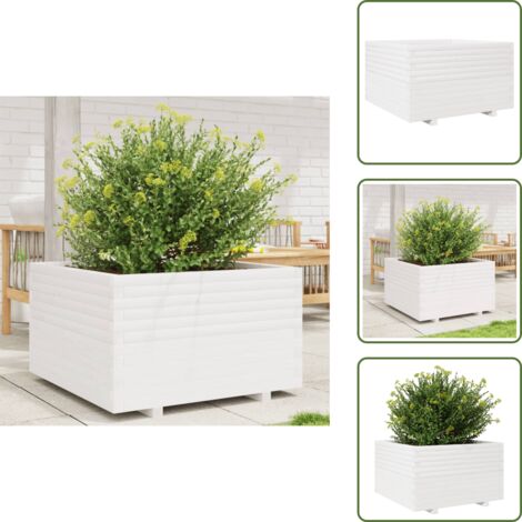 Fioriera in pino - vidaXL Fioriera da Giardino Bianca 80x80x49,5cm Legno Massello di Pino - Fioriera decorativa