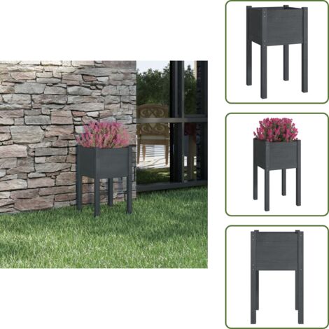 Fioriera in pino - vidaXL Fioriera da Giardino Grigia 40x40x70 cm in Legno di Pino - Fioriera per piante