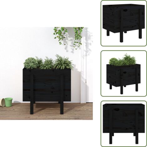 Fioriera in pino - vidaXL Fioriera da Giardino Nera 62x50x57 cm in Legno Massello di Pino -