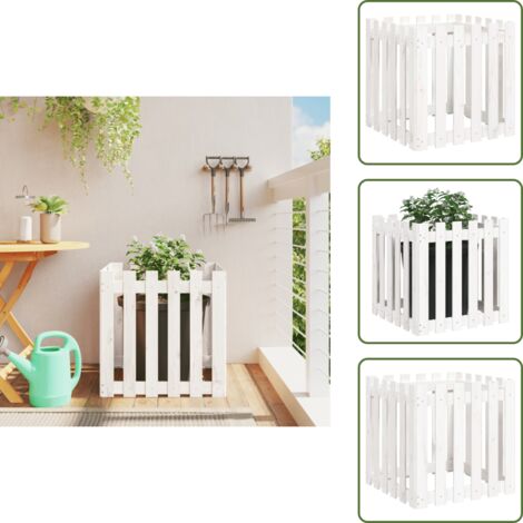 Fioriera in pino - vidaXL Fioriera Giardino a Recinzione Bianca 60x60x60 cm Massello Pino -