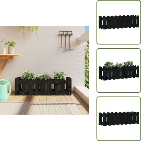Fioriera in pino - vidaXL Fioriera Giardino a Recinzione Nera 100x30x30cm Massello Pino - Fioriera nera