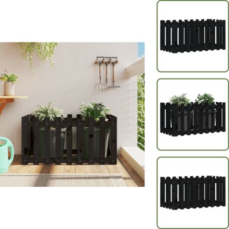 Fioriera in pino - vidaXL Fioriera Giardino a Recinzione Nera 100x50x50cm Massello Pino -