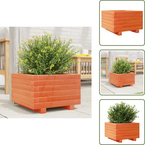 Fioriera in pino - vidaXL Fioriera Giardino Marrone Cera 40x40x26,5cm Legno Massello Pino -