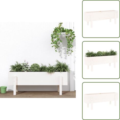 Fioriera in pino - vidaXL Fioriera Rialzata da Giardino Bianca 101x30x38 cm Massello Pino - Decorazione giardino