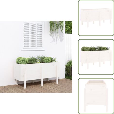 Fioriera in pino - vidaXL Fioriera Rialzata da Giardino Bianca 121x50x57 cm Massello Pino - Decorazione giardino