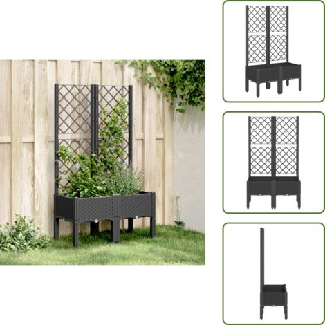 Fioriera in polipropilene - vidaXL Fioriera da Giardino con Traliccio Nera 80x40x142 cm in PP - Fioriera per ortaggi