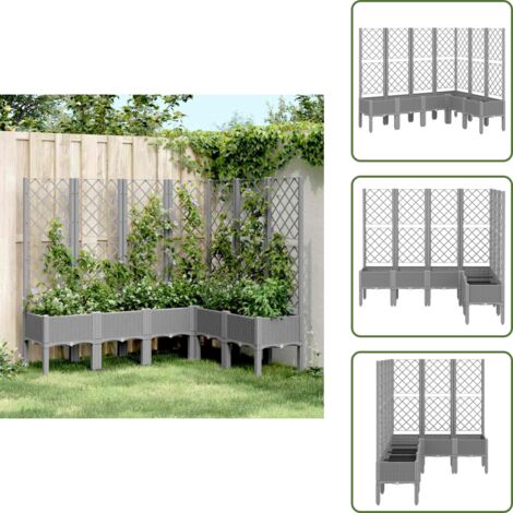 Fioriera in polipropilene - vidaXL Fioriera Giardino con Graticcio Grigio Chiaro 160x120x142 cm PP - Fioriera da patio