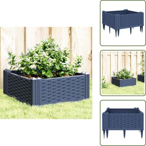 Fioriera in polipropilene - vidaXL Fioriera Giardino con Picchetti Grigio Blu 42,5x42,5x28,5 cm PP - Fioriera modulare