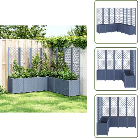 Fioriera in polipropilene - vidaXL Fioriera Giardino con Traliccio Grigio Blu 160x160x140 cm PP - Fioriera modulare