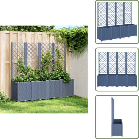 Fioriera in polipropilene - vidaXL Fioriera Giardino con Traliccio Grigio Blu 160x40x140 cm PP - Fioriera modulare