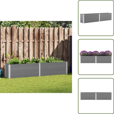 Fioriera in WPC - vidaXL Letto Rialzato da Giardino 250x50x54 cm in WPC Grigio - Fioriera esterna