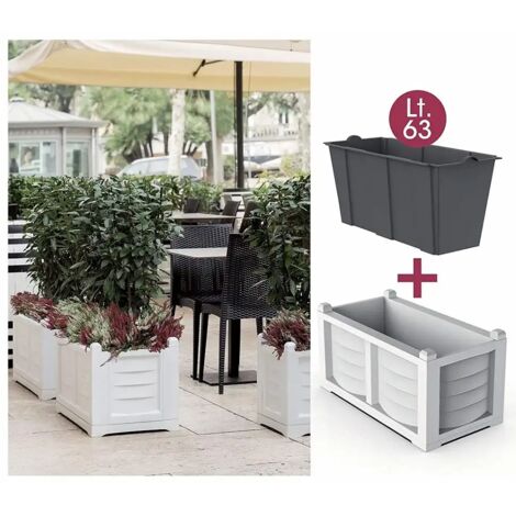 FIORIERA KIT ARREDO CON VASCA INTERNA 80X42,5XH42 RESINA COLORE BIANCO