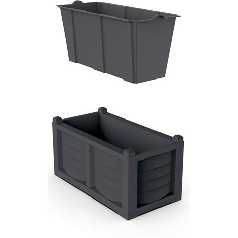FIORIERA KIT ARREDO CON VASCA INTERNA 80X42,5XH42 RESINA COLORE FERRO BATTUTO