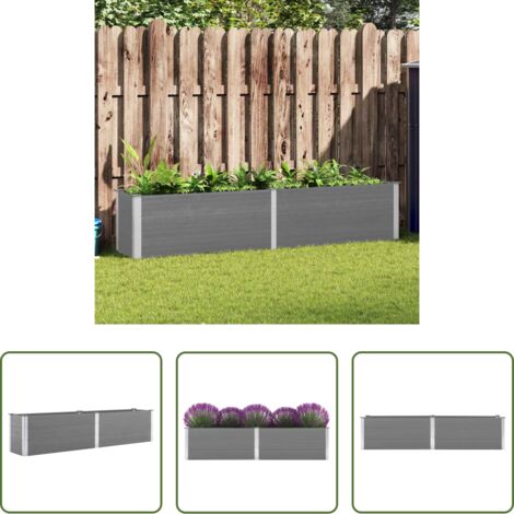 Fioriera -  Letto Rialzato da Giardino 250x50x54 cm in WPC Grigio