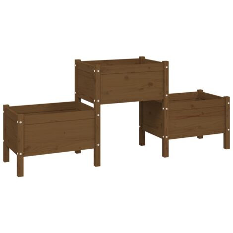Fioriera Marrone Ambra 178,5x44x75 cm in Legno Massello di Pino vidaXL