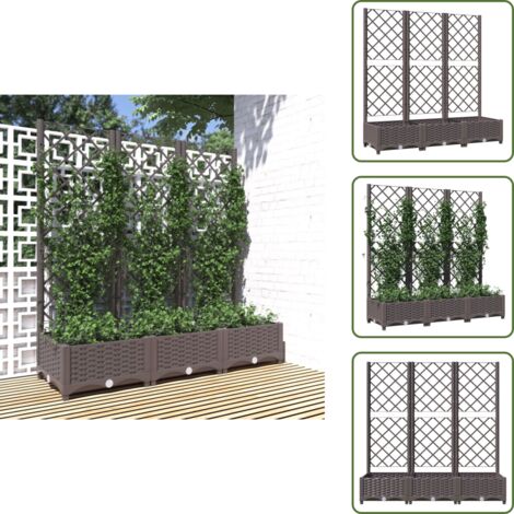 Fioriera marrone - vidaXL Fioriera da giardino con traliccio marrone 120x40x121,5 cm PP - Fioriera in PP