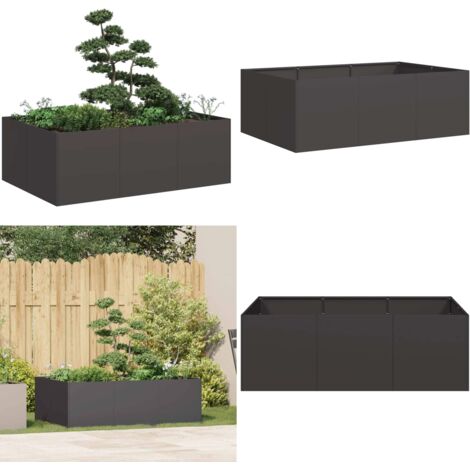 Fioriera Nera 120x80x40 cm in Acciaio - Fioriera esterna - Fioriera per giardino