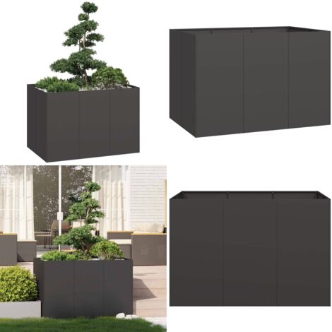 Fioriera Nera 120x80x80 cm in Acciaio - Fioriera esterna - Fioriera per giardino