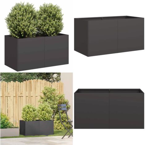 Fioriera Nera 80x40x40 cm in Acciaio Laminato a Freddo - Fioriera in acciaio - Fioriera per giardino