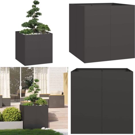 Fioriera Nera 80x80x80 cm in Acciaio - Fioriera esterna - Fioriera per giardino