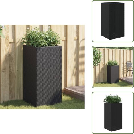 Fioriera nera - vidaXL Fioriera da Giardino Nera 40x40x80 cm in Polyrattan - Fioriera per piante