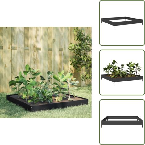 Fioriera nera - vidaXL Fioriera Rialzata da Giardino Nera 100x100x18,5 cm in Acciaio - Fioriera per piante
