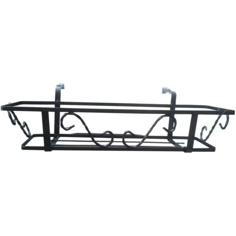 FIORIERA PER BALCONE FISSA IN FERRO BATTUTO NERA 70X21X14CM