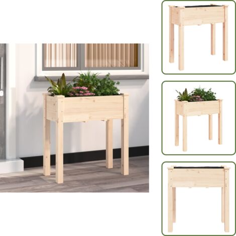 Fioriera per balcone - vidaXL Fioriera con Fodera 71x37x76 cm Legno Massello di Abete - Fioriera per patio