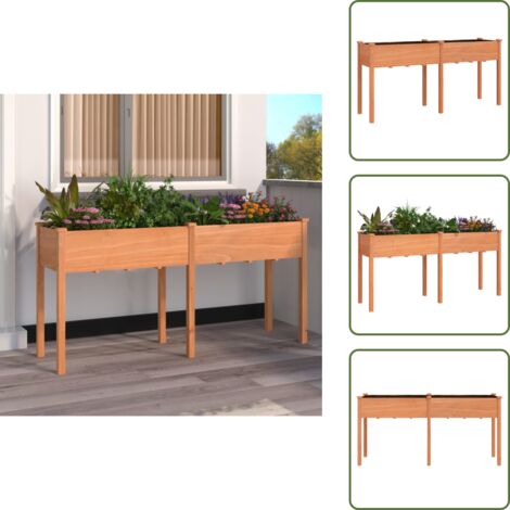 Fioriera per balcone - vidaXL Fioriera con Fodera Marrone 161x45x76cm Legno Massello di Abete - Fioriera per patio
