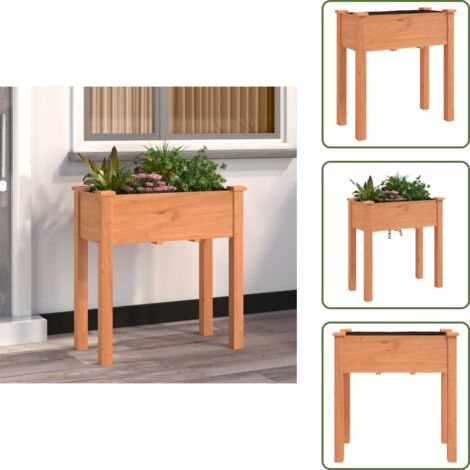 Fioriera per balcone - vidaXL Fioriera con Fodera Marrone 71x37x76 cm Legno Massello di Abete - Fioriera per patio