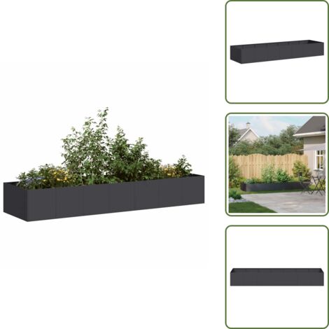 Fioriera per balcone - vidaXL Fioriera Nera 280x80x40 cm in Acciaio - Fioriera per patio