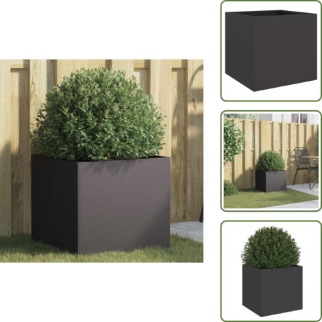 Fioriera per balcone - vidaXL Fioriera Nera 42x40x39 cm in Acciaio - Fioriera per patio